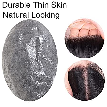 Auspiciouswig Human Hair Men's Toupee Sistema de reemplazo de cabello de piel delgada para hombres (8x10 inch, Natural Colour)