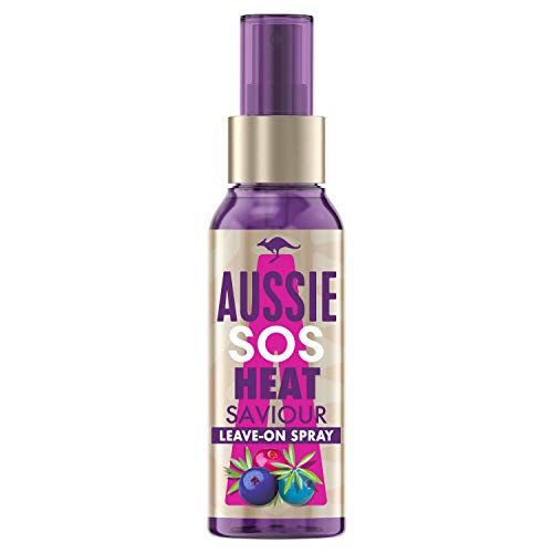 Aussie Spray Para El Cuidado Del Cabello Sos Instant Heat Saviour, Blanco, Aloe, 100 Mililitro