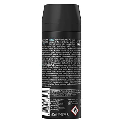 Axe Axe Apollo - Spray corporal sin sales de aluminio, 150 ml (Pack of 3)