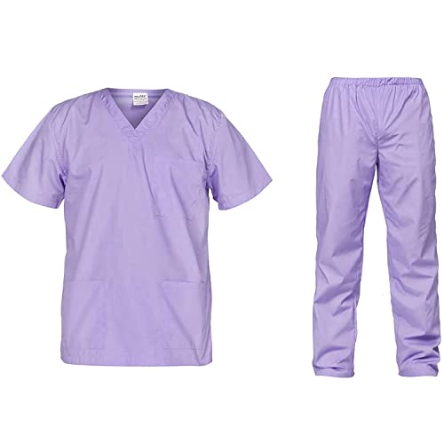 B-well Cesare - Conjunto de escoba unisex con saco y pantalón para rascar (tejido ligero), morado, XS