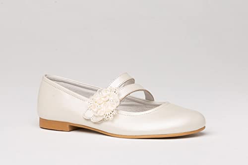 Bailarina Tul & Perlas Comunión angelitos Mod.991,fabricación Nacional,100% Piel (Beige, Numeric_39)