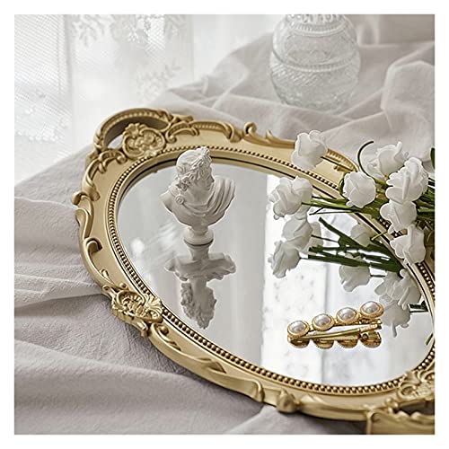 Bandeja Vintage Maquillaje Espejo Diffectado Distribuidor Mostrar Joyería Caja de almacenamiento Cristal Organizador cosmético Dormitorio Decoración del hogar