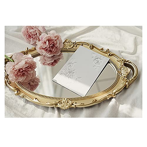 Bandeja Vintage Maquillaje Espejo Diffectado Distribuidor Mostrar Joyería Caja de almacenamiento Cristal Organizador cosmético Dormitorio Decoración del hogar