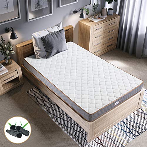 BedStory Colchon Viscoelastico Carbón de Bambú Colchones 90x190CM Colchones para Cama Hotel Viscoelastica Firmeza Media Anti-ácaros e Hipoalergénicos