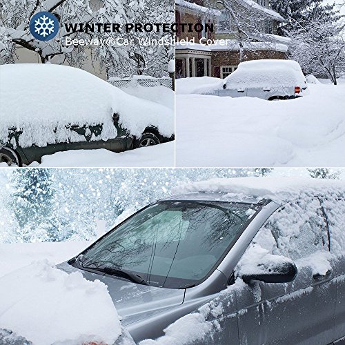 BEEWAY Protector de Parabrisas, Protector para Parabrisas Cubierta de Parabrisas Coche Protege de Hielo, Nieve, Rayos UV, Sol y Lluvia, Funda Plegable Parabrisa Delantero Universal - 147*100