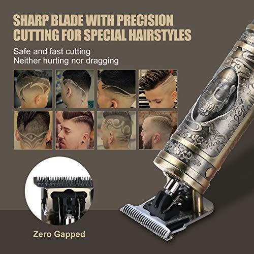 BESTBOMG Maquina Cortar Pelo, Cortapelos Definición Recortadora Eléctrica para Hombres, Hair Trimmer con Carga USB, 4 peines guía, 0 mm Recortadora de Cortapelos Hombre