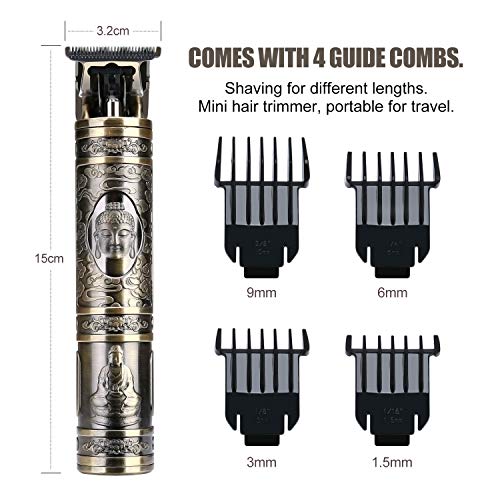BESTBOMG Maquina Cortar Pelo, Cortapelos Definición Recortadora Eléctrica para Hombres, Hair Trimmer con Carga USB, 4 peines guía, 0 mm Recortadora de Cortapelos Hombre