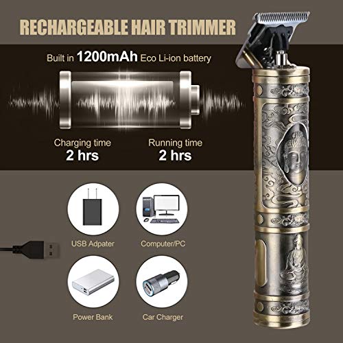 BESTBOMG Maquina Cortar Pelo, Cortapelos Definición Recortadora Eléctrica para Hombres, Hair Trimmer con Carga USB, 4 peines guía, 0 mm Recortadora de Cortapelos Hombre