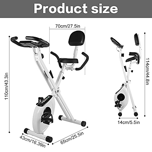 bigzzia Bicicleta estática, vertical y plegable con resistencia magnética/monitor LCD/sensores de pulso, ejercicio de fitness para gimnasio en casa
