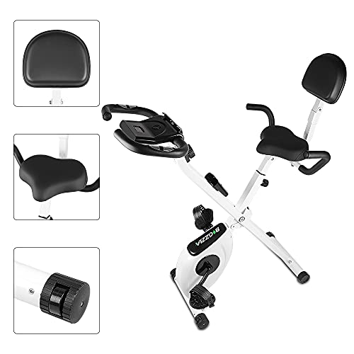 bigzzia Bicicleta estática, vertical y plegable con resistencia magnética/monitor LCD/sensores de pulso, ejercicio de fitness para gimnasio en casa