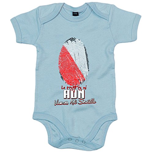 Body bebé lo tengo en mi ADN futbolero de Sevilla - Celeste, Talla única 12 meses
