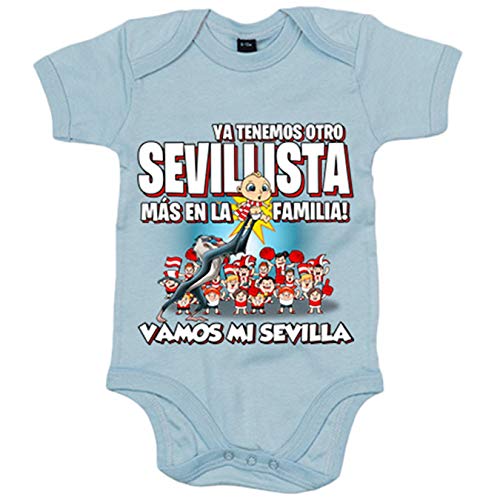 Body bebé ya tenemos otro Sevillista más en la familia para aficionado al fútbol de Sevilla - Celeste, Talla única 12 meses