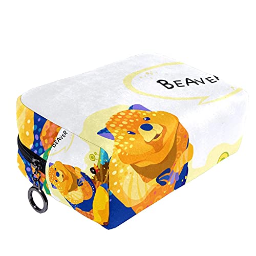 Bolsa de cosméticos para Mujeres Castor Bolsas de Maquillaje espaciosas Neceser de Viaje Organizador de Accesorios