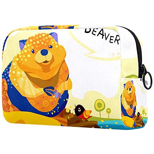 Bolsa de cosméticos para Mujeres Castor Bolsas de Maquillaje espaciosas Neceser de Viaje Organizador de Accesorios