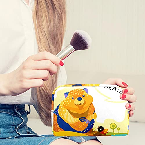 Bolsa de cosméticos para Mujeres Castor Bolsas de Maquillaje espaciosas Neceser de Viaje Organizador de Accesorios