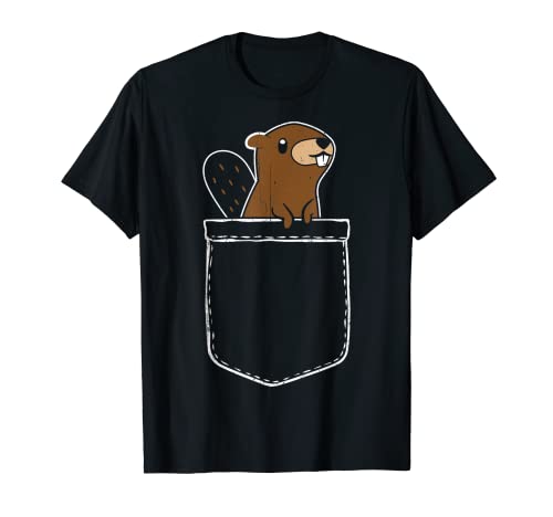 Bolsas de bolsillo divertidas para castores Camiseta