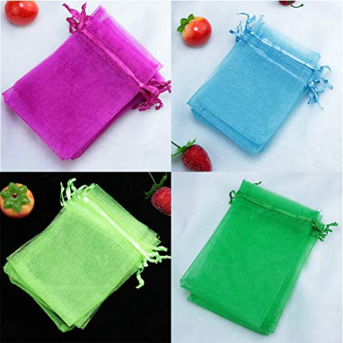 Bolsas de Organza ,100 Piezas 10*15cm Colores Múltiples Con Cordón Bolsas Bolsitas de Organza de Boda,Bolsas de Organza de Regalo para Boda Favores