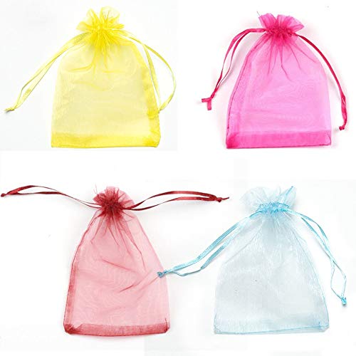 Bolsas de Organza ,100 Piezas 10*15cm Colores Múltiples Con Cordón Bolsas Bolsitas de Organza de Boda,Bolsas de Organza de Regalo para Boda Favores