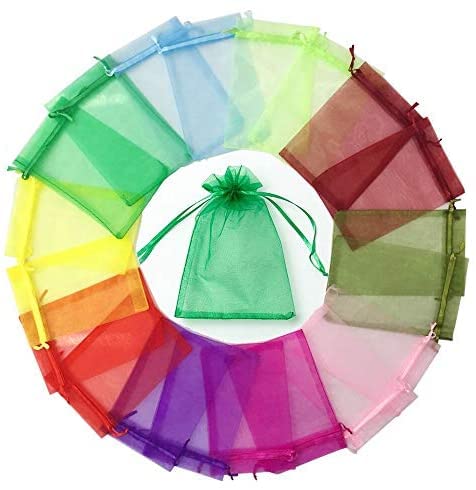 Bolsas de Organza ,100 Piezas 10*15cm Colores Múltiples Con Cordón Bolsas Bolsitas de Organza de Boda,Bolsas de Organza de Regalo para Boda Favores