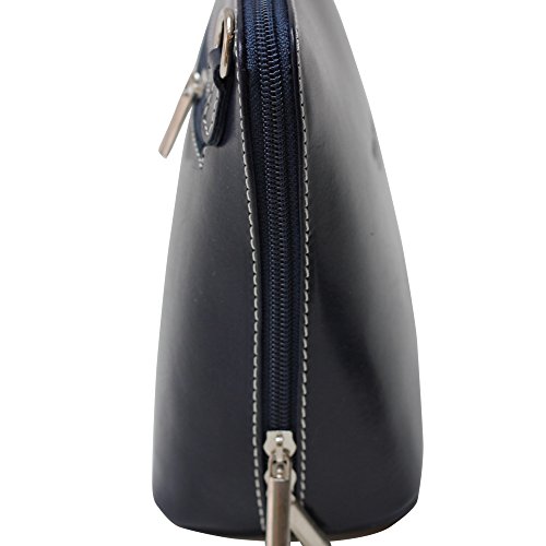 Bolso bandolera de cuero italiano para mujer, de tamaño pequeño, con correa para el hombro, color Azul, talla Small