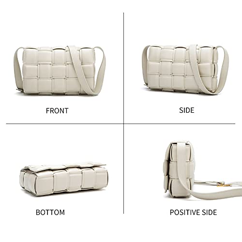 Bolso cruzado tejido para las mujeres, bolso cuadrado de la cartera del embrague del bolso del mensajero del hombro pequeño, beige (A-Beige), Medium