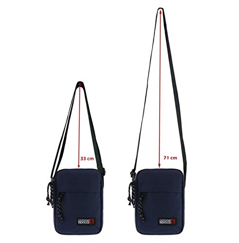 Bolso para Hombre Bolso Bandolera Coronel Tapiocca Casual con Solapa Bolsillos y Cremallera Denim 17.5 x 22 x 5.6 cm Azul Marino