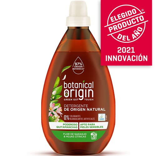 Botanical Origin Detergente para lavadora ecológico apto para pieles sensibles, aroma Flor de naranjo y hojas cítricas - Pack de 6 x 20, total 120 lavados