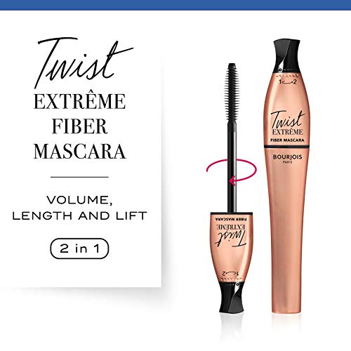 Bourjois Twist Rg Extreme Fiber Black Máscara De Pestañas, Tono 024, 8 Ml