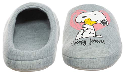 Brandsseller Zapatillas de estar por casa para mujer, diseño con motivos de Snoopy, color Gris, talla 36/37 EU
