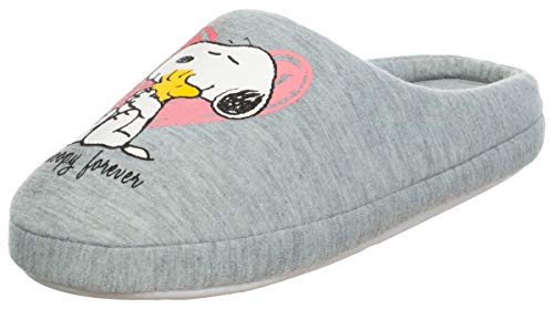 Brandsseller Zapatillas de estar por casa para mujer, diseño con motivos de Snoopy, color Gris, talla 36/37 EU