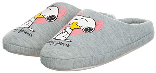 Brandsseller Zapatillas de estar por casa para mujer, diseño con motivos de Snoopy, color Gris, talla 36/37 EU