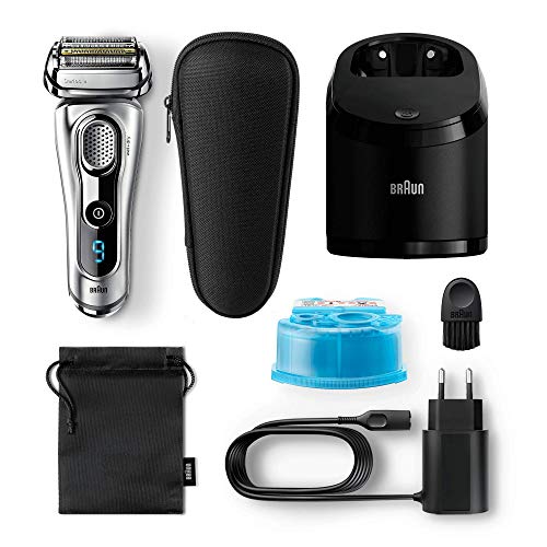 Braun Series 9 9292 cc - Afeitadora eléctrica hombre, para barba, en seco y mojado, recortadora de precisión integrada y recargable, Clean&Charge, Plata