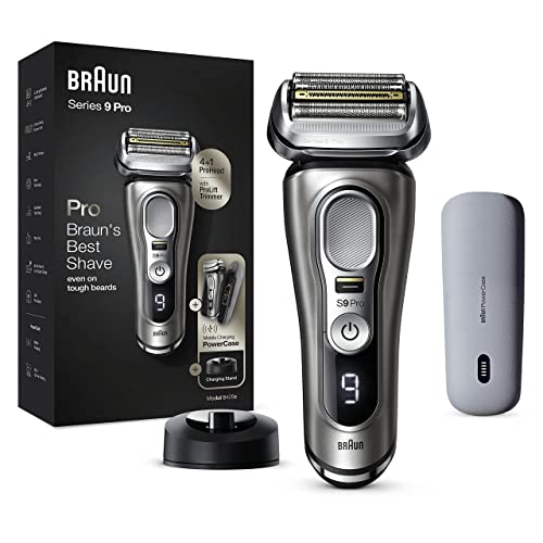 Braun Series 9 Pro Afeitadora Eléctrica Hombre, Máquina de Afeitar Barba con Recortadora ProLift y Cabezal 4en1 para Uso en Seco y en Mojado, Powercase y Base de Carga, 9425 S, Gris