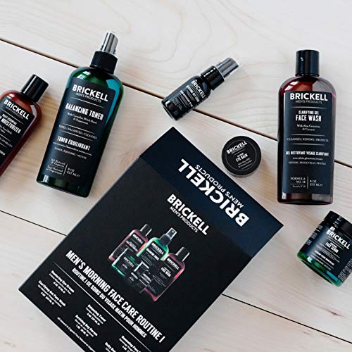 Brickell Men's Morning Face Care Routine I, Gel Limpiador para el Rostro, Tónico sin Alcohol, Exfoliante Facial, Crema para los Ojos, Suero de día con Vitamina C y Humectante Facial Diario, Perfumado