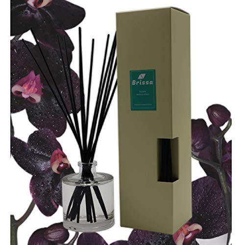 Brissa España. Ambientador Mikado Varillas Luxury. Relajante. Eco. Perfume Unico Exclusivo Black Orchid & Lily. 100 ml. Hecho en España.