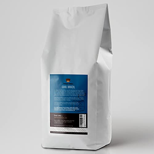 Brown Bear Cool Brazil, Descafeinado Proceso Swiss Water Decaf, Café En Grano Decaffeinated Roast Coffee Beans, 1 kg, 5% de las ventas fue donado a Free the Bears Charity