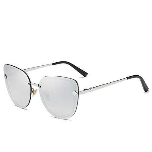 Burenqi Gafas de Sol de Mujer Gafas de Sol de Moda Ojo de Gato Gafas de Sol Coloridas sin Bordes,Green