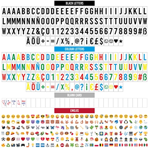 Caja de Luz A4 16 Colores con 400 Letras y Emojis, Mando, 2 Rotuladores – BONNYCO |Ñ y Ç | Cartel Luminoso LED, Ideal para Decoración y Regalo Original para Niñas, Niños en Cumpleaños, Navidad
