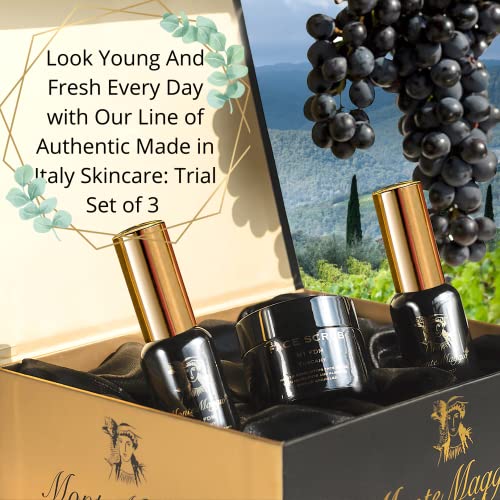 Caja de Regalo Antiedad Crema Hidratante e Iluminadora con Células Madre de Uva Roja (Solar Vitis) para Mujer: Crema Exfoliante Facial + Crema Para el Contorno de Los Ojos + Serum Facial Antiarrugas