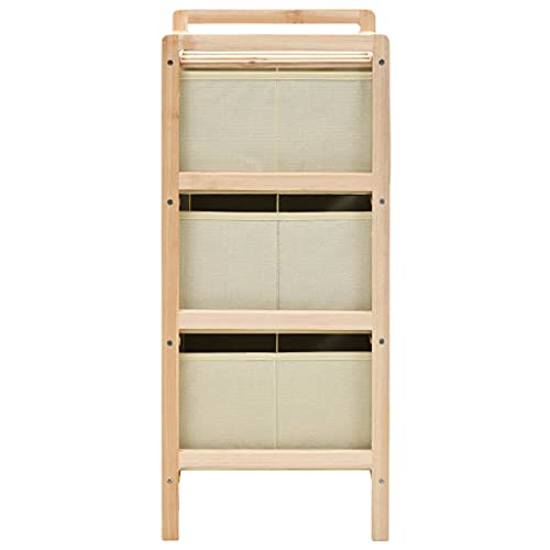 Cajonera, mesita de Noche, Armario de Almacenamiento, cajón, Armario, Organizador, Unidad, Estante de Almacenamiento con 3 cestas no Tejidas, Madera de Cedro, Beige