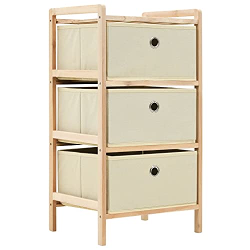 Cajonera, mesita de Noche, Armario de Almacenamiento, cajón, Armario, Organizador, Unidad, Estante de Almacenamiento con 3 cestas no Tejidas, Madera de Cedro, Beige