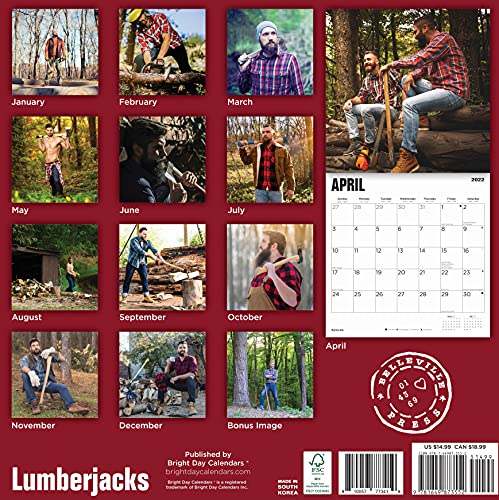 Calendario de pared 2022 Lumberjacks por Bright Day, 30,5 x 30,5 cm, caliente sexy Pinup Muscle Manly