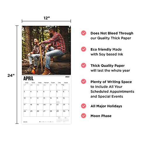 Calendario de pared 2022 Lumberjacks por Bright Day, 30,5 x 30,5 cm, caliente sexy Pinup Muscle Manly