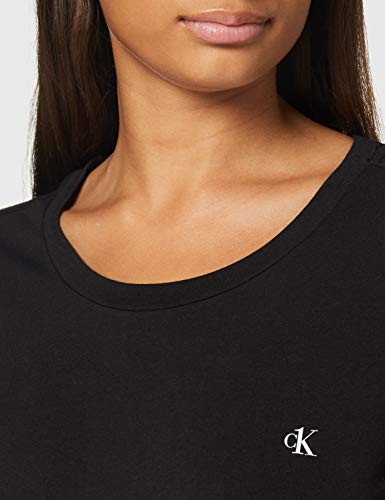 Calvin Klein S/s Crew Neck 2pk Top de Pijama, Black, M para Mujer