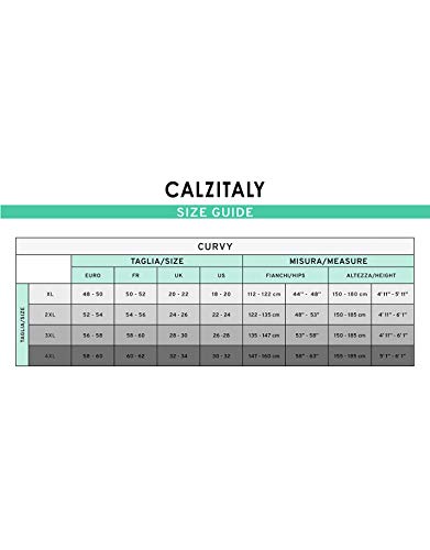 CALZITALY Curvy Medias Opacas | Panty Tallas Grandes | Curvy | 60 DEN | L, XL, XXL | Negro | Calcetería Italiana | (XXL, Negro)