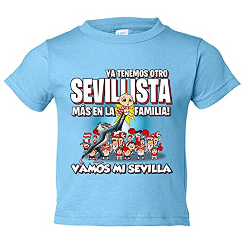 Camiseta bebé ya tenemos otro Sevillista más en la familia para aficionado al fútbol de Sevilla - Celeste, 2 años