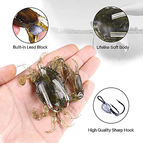 Cebo de Pesca Giratorio Artificial de Cangrejo Suave con Anzuelos de Pesca para Agua de mar, Lubina, Lucio, Trucha, Carpa, Pesca, Vinilos, Señuelos, Accesorios de Pesca, Equipo Swimbait, 5 Piezas