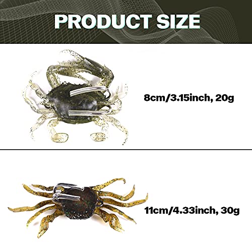 Cebo de Pesca Giratorio Artificial de Cangrejo Suave con Anzuelos de Pesca para Agua de mar, Lubina, Lucio, Trucha, Carpa, Pesca, Vinilos, Señuelos, Accesorios de Pesca, Equipo Swimbait, 5 Piezas