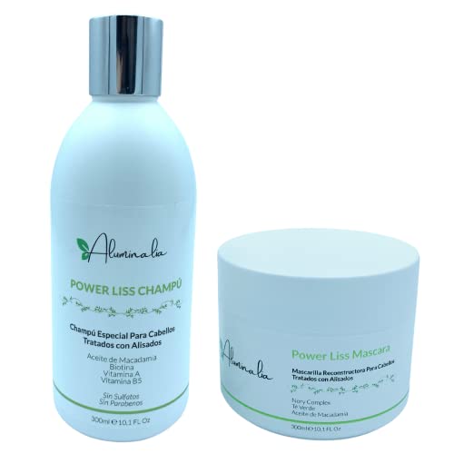 Champú y Mascarilla Sin sulfatos Post Alisado Vegano Power Liss Especial para el Mantenimiento de Cabellos Tratados con Alisados