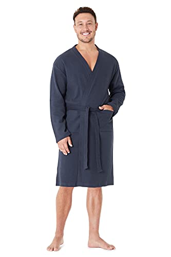 CityComfort Albornoz Hombre, Bata De Casa 100% Algodón, Albornoz Hombre Ducha M - 3XL (Azul Marino, M)